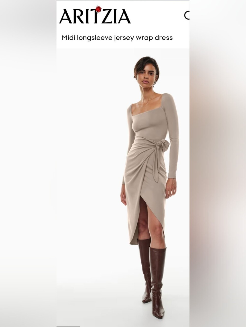 Saturn Long Sleece Midi Dress in Nomad Taupe